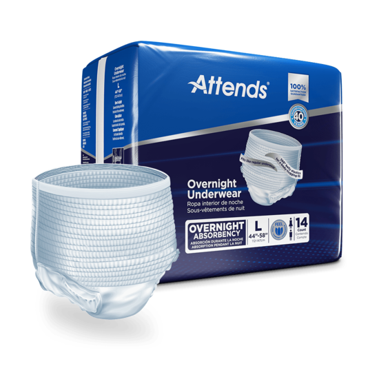 Attends Discreet Underwear Overnight, LARGE